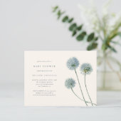 Delicate Waterverf Paardenbloem Klokken Baby showe Uitnodiging Briefkaart (Staand voorkant)