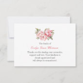 Delicate Waterverf Pink Peony begrafenis bedankt (Voorkant)