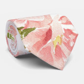 Delicate Waterverf Pink Peony Wedding Stropdas (Opgerold)