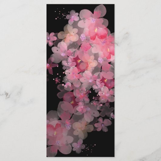 Delicate Waterverf Roze Bloemen Bruiloft Menu (Achterkant)