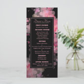 Delicate Waterverf Roze Bloemen Bruiloft Menu (Staand voorkant)