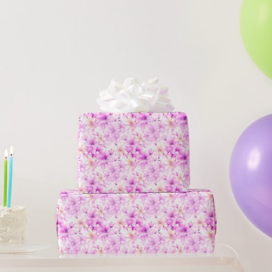 Delicate Waterverf Roze Bloemen Cadeaupapier (Feestgeschenken)