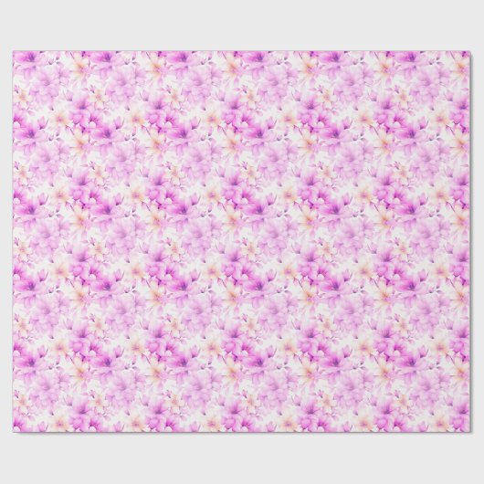 Delicate Waterverf Roze Bloemen Cadeaupapier (Vlak)