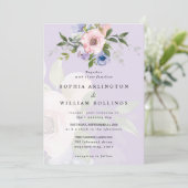 Delicate Waterverf Roze Rose Paarse bruiloft Kaart (Staand voorkant)