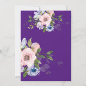 Delicate Waterverf Roze Rose Paarse bruiloft Kaart (Achterkant)