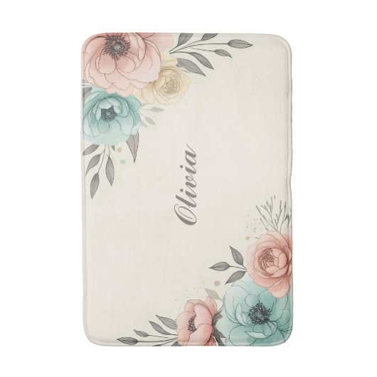 Delicate Waterverf Sketchy Flowers Badmat (Voorkant Verticaal)