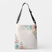 Delicate Waterverf Sketchy Flowers Crossbody Tas (Achterkant)