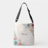 Delicate Waterverf Sketchy Flowers Crossbody Tas (Voorkant)