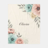 Delicate Waterverf Sketchy Flowers Fleece Deken (Voorkant)