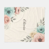 Delicate Waterverf Sketchy Flowers Fleece Deken (Voorkant (Horizontaal))