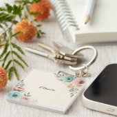 Delicate Waterverf Sketchy Flowers Sleutelhanger (Voorkant Rechts)