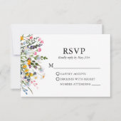 Delicate Waterverf Wildbloemen Bruiloft Roze Blush RSVP Kaartje (Voorkant)