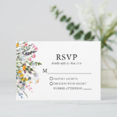 Delicate Waterverf Wildbloemen Bruiloft Roze Blush RSVP Kaartje (Staand voorkant)