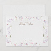 Delicate Waterverf Wildflower Kalligrafie Bedankkaart (Voorkant / Achterkant)