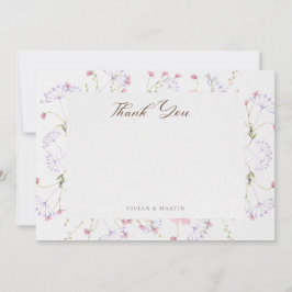 Delicate Waterverf Wildflower Kalligrafie Bedankkaart