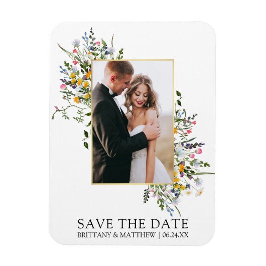 Delicate Waterverf Wildflower Sla de datum op Magneet (Verticaal)