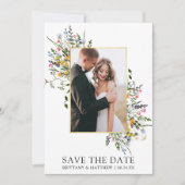 Delicate Waterverf Wildflowers Foto Save The Date (Voorkant)