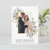 Delicate Waterverf Wildflowers Foto Save The Date (Staand voorkant)