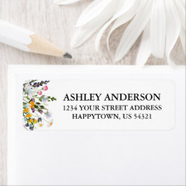 Delicate Waterverf Wildflowers Retouradres Etiket