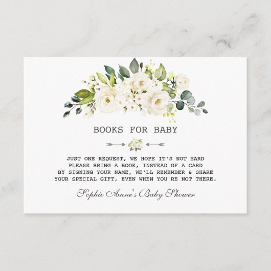 Delicate Waterverf Witte Bloem Baby Shower Informatiekaartje (Voorkant)