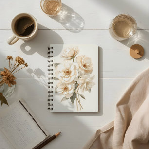 Delicate Waterverf Witte Bloemen Botanisch Notitieboek