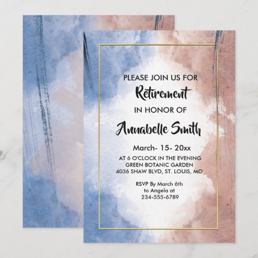 Delicate waterverf zinspelen op golven Pensioen Kaart (Voorkant / Achterkant)