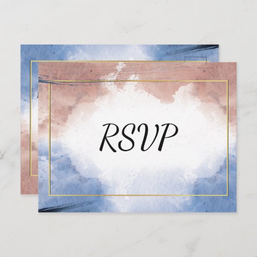 Delicate waterverf zinspelen op golven rsvp uitnodiging briefkaart (Voorkant / Achterkant)