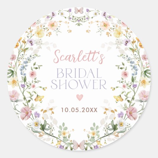 Delicate Weide Bruidsfeest Favoritels Ronde Sticker (Voorkant)