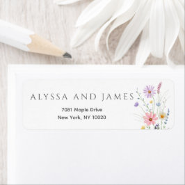 Delicate Weidebloemen Bruiloft Retouradres Etiket