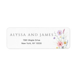 Delicate Weidebloemen Bruiloft Retouradres Etiket