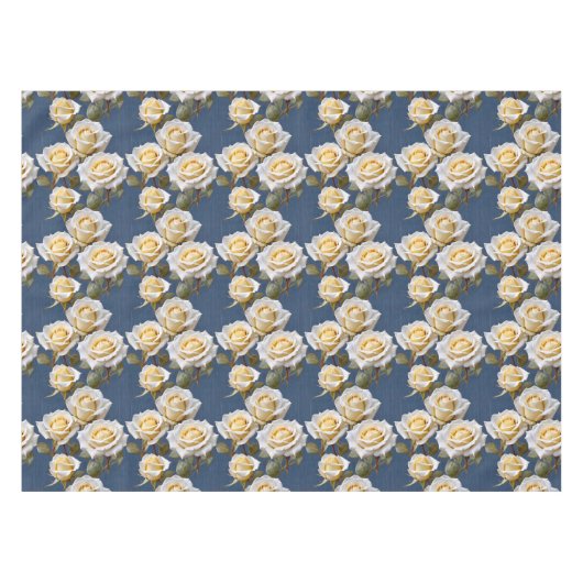 Delicate White And Pale Yellow Roses  Tafelkleed (Voorkant (Horizontaal))