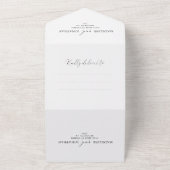 Delicate White Black Minimal Calligraphy Wedding All In One Uitnodiging (Buitenkant)
