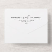 Delicate White Black Minimal Calligraphy Wedding All In One Uitnodiging (Achterkant)