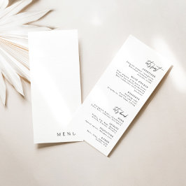 Delicate White Calligraphy Modern Wedding Menu Kaart