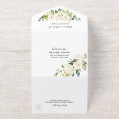 Delicate White Cream Floral Elegant Wedding All In One Uitnodiging (Buiten)