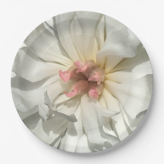 Delicate White en Pink Peony Papieren Bordje (Voorkant)