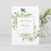 Delicate White Floral Wedding Invitation Kaart (Staand voorkant)