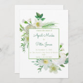 Delicate White Floral Wedding Invitation Kaart (Voorkant / Achterkant)
