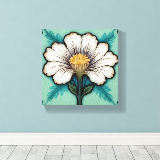Delicate White Flower Canvas Afdruk (Insitu (Houten vloer))
