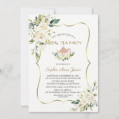 Delicate White Flowers Gold Bridal Tea Party Kaart (Voorkant)