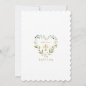 Delicate White Flowers Gold Cross Girl Baptisme Kaart (Achterkant)