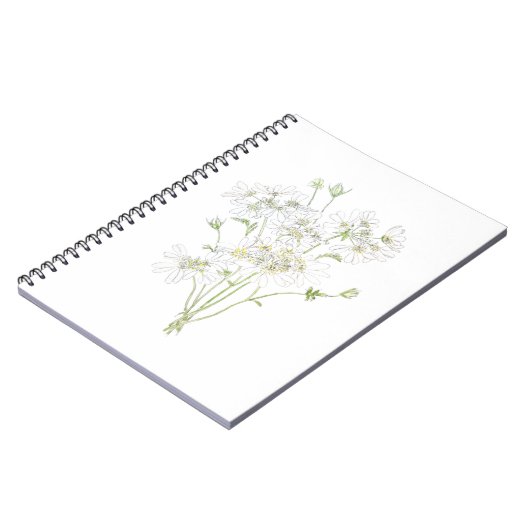 delicate white flowers ink and watercolour notitieboek (Linkerzijde)