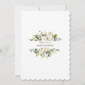 Delicate White Flowers Invitación de Baby shower Kaart (Achterkant)