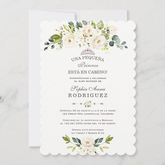 Delicate White Flowers Invitación de Baby shower Kaart (Voorkant)