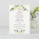 Delicate White Flowers Invitación de Baby shower Kaart (Staand voorkant)