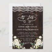 Delicate White Flowers Lace Handwriting Wedding Kaart (Voorkant)