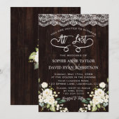 Delicate White Flowers Lace Handwriting Wedding Kaart (Voorkant / Achterkant)