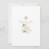 Delicate White Gold Floral Cross Girl Baptisme Kaart (Achterkant)