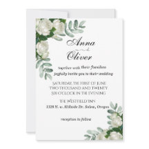 Delicate White Roses Wedding Invitation
