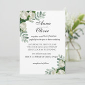 Delicate White Roses Wedding Invitation Kaart (Staand voorkant)